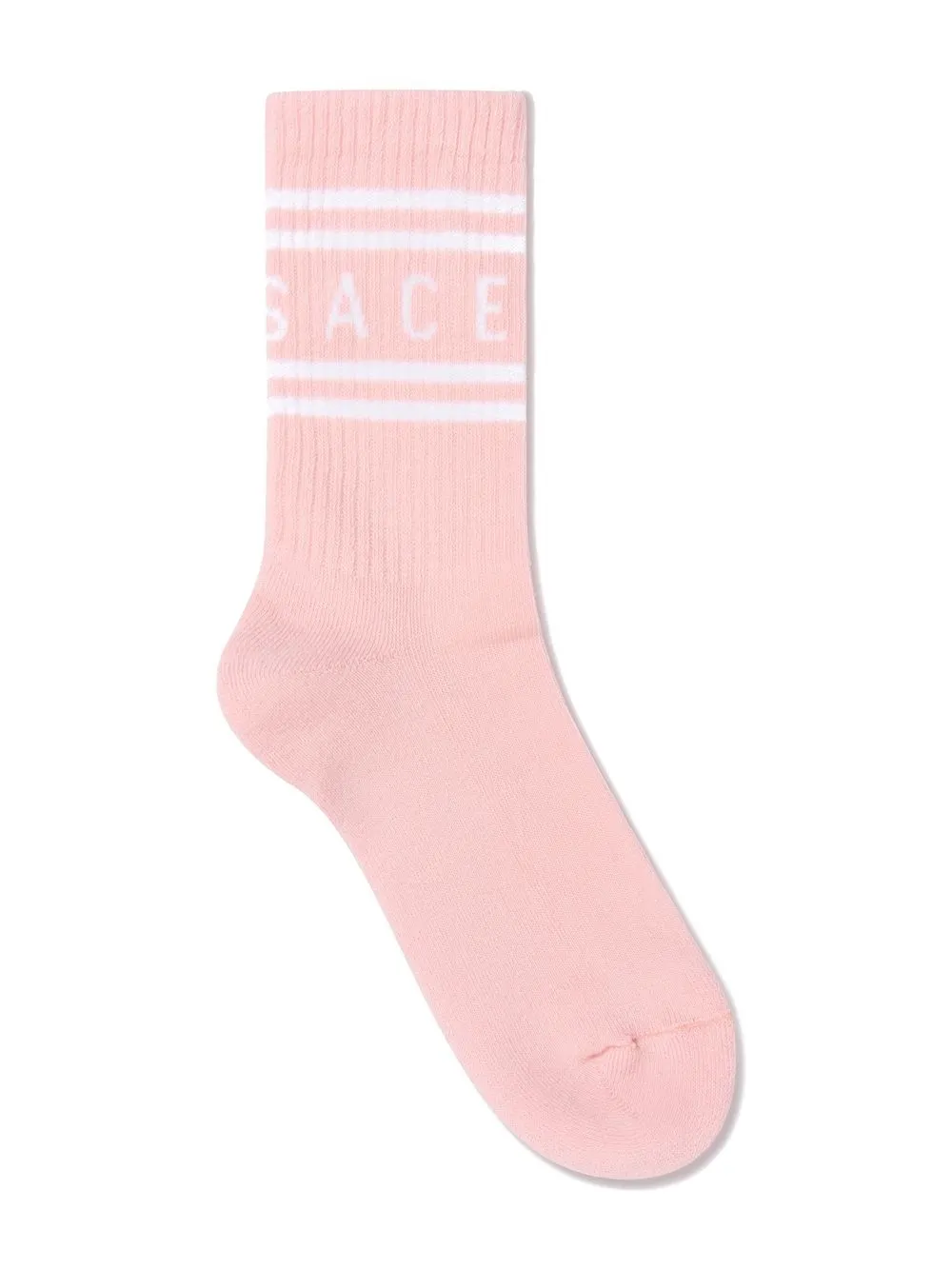 

Versace Kids ribbed jacquard-logo socks - Pink