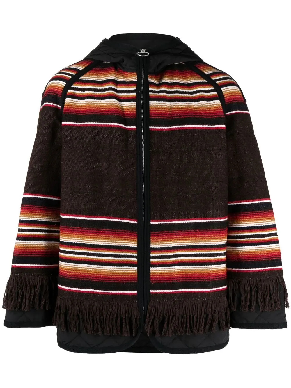 

Junya Watanabe stripe-print hooded padded jacket - Black