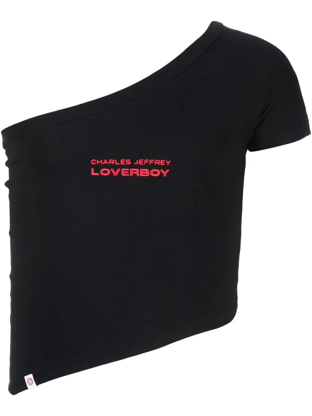 

Charles Jeffrey Loverboy top con logo bordado y un hombro descubierto - Negro