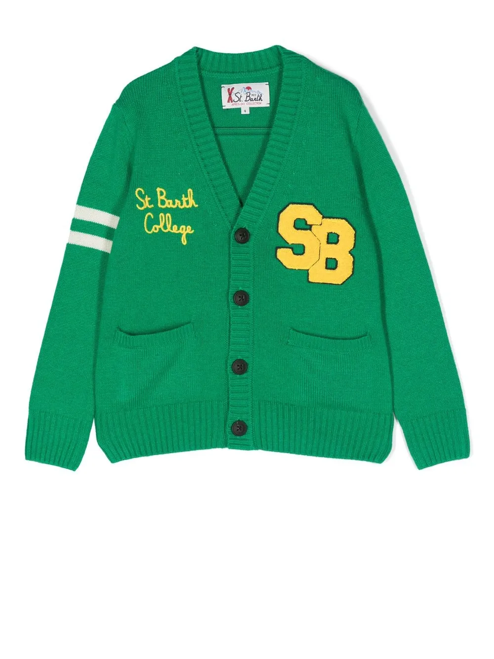 

MC2 Saint Barth Kids logo-embroidered V-neck cardigan - Verde