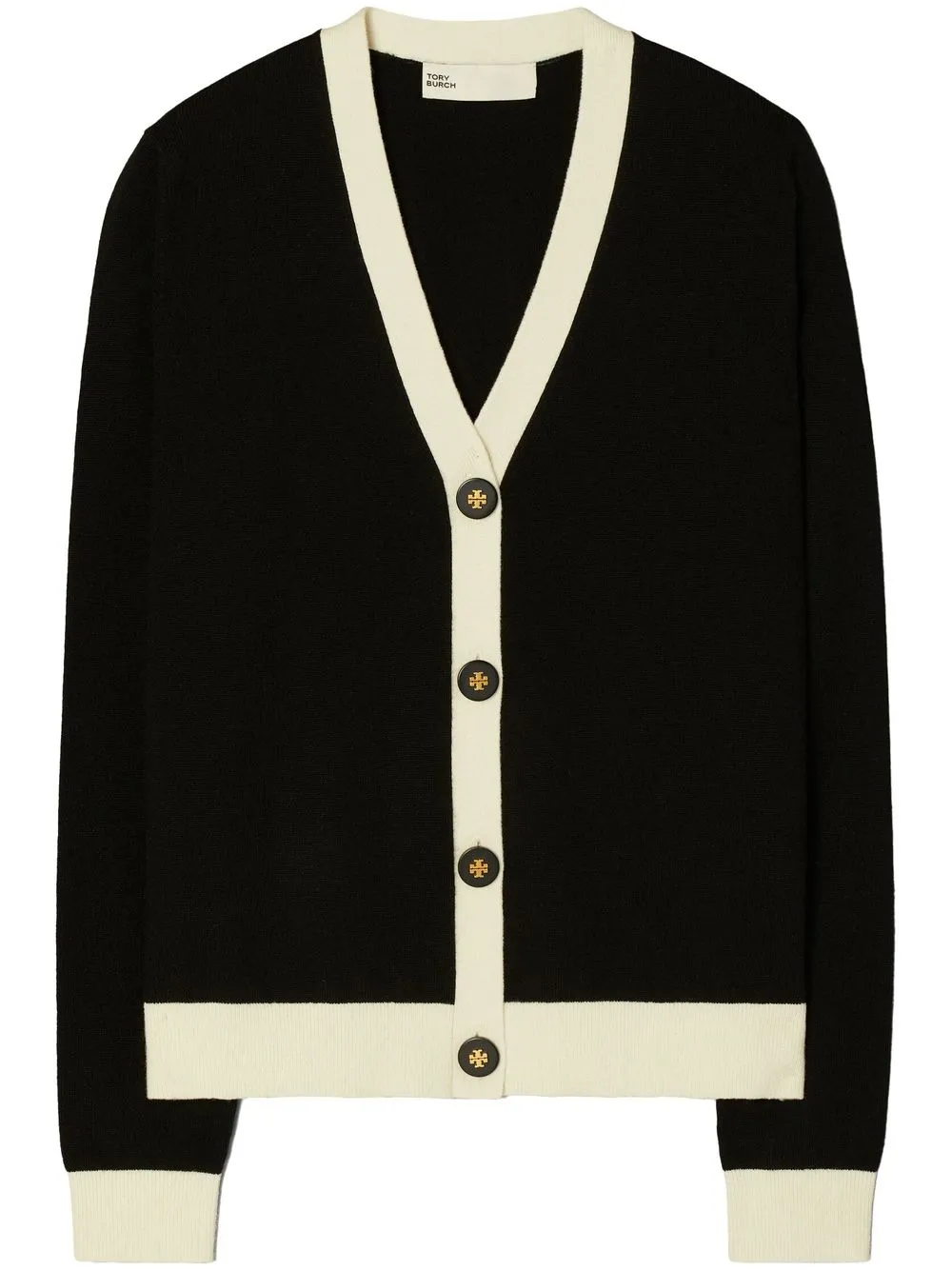 

Tory Burch contrasting-trim V-neck cardigan - Black