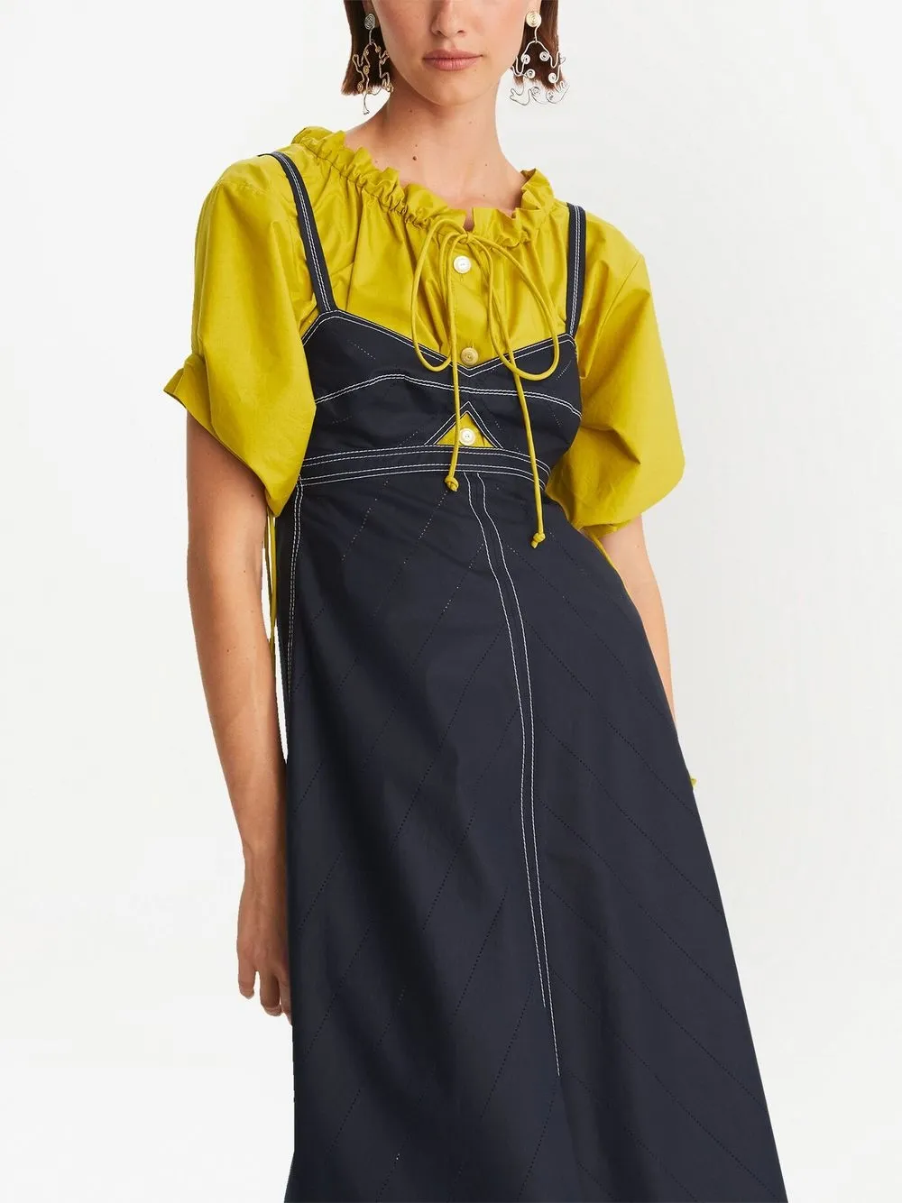 Tory Burch Jurk met contrasterend stiksel Blauw