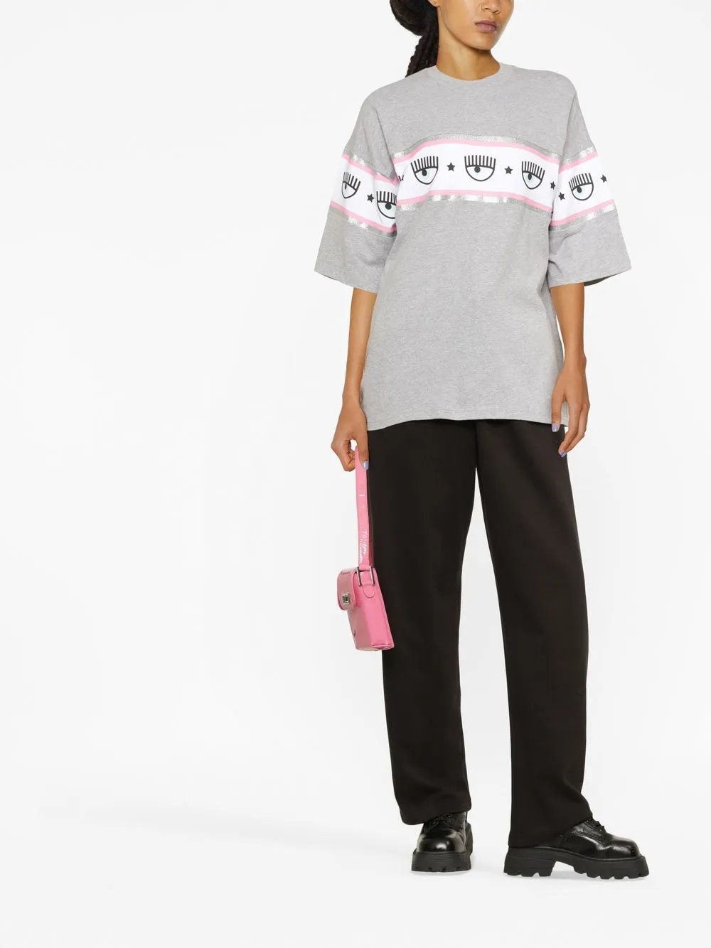 Chiara Ferragni T-shirt met logostreep - Grijs