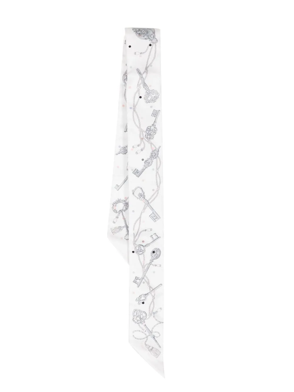 

Hermès 1990-2000s pre-owned Les Cles a Pois Twilly silk scarf - White