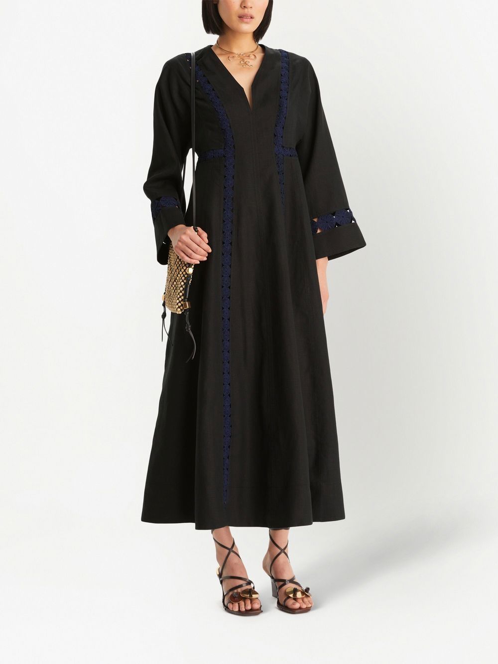 Image 2 of Tory Burch floral-embroidered midi dress