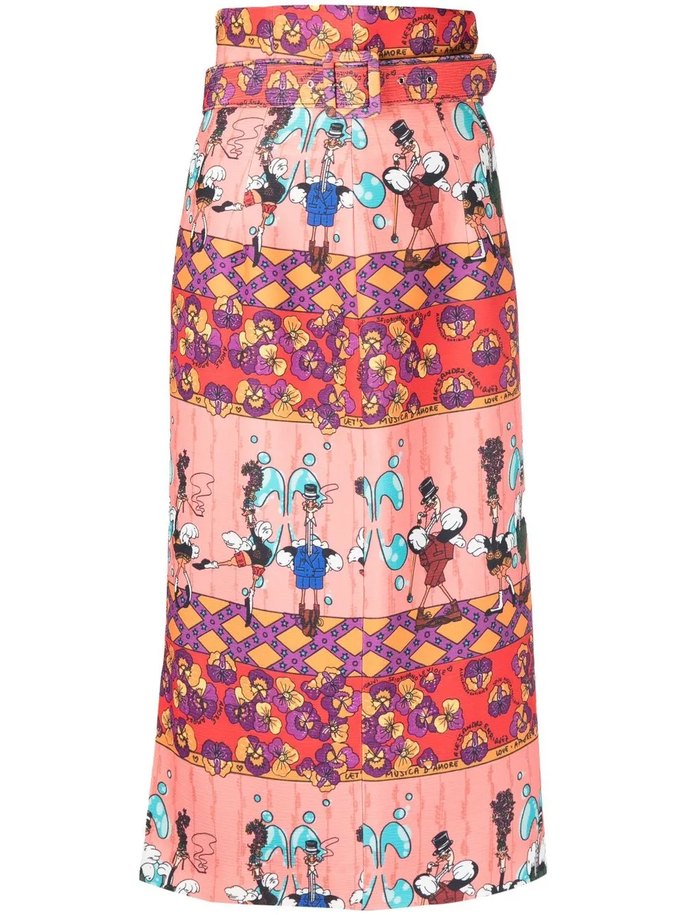 

alessandro enriquez illustrated-print high-waisted skirt - Orange