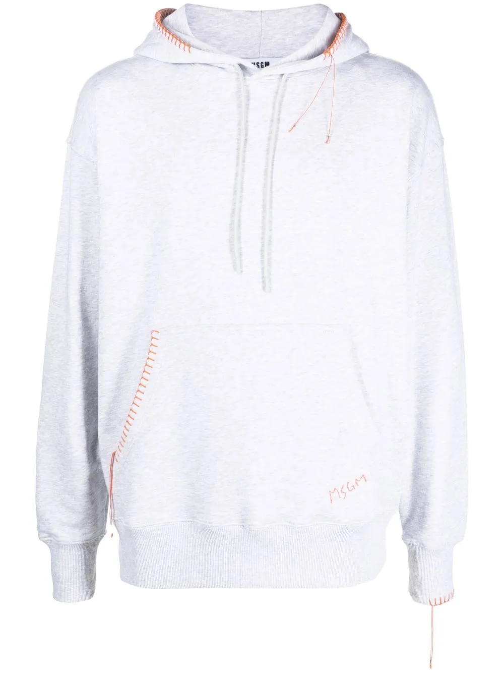 MSGM whipstitch-trim cotton hoodie - Grey