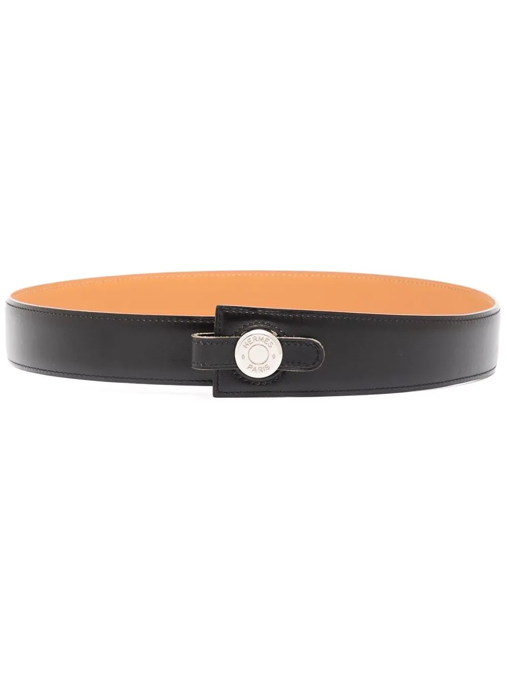 

Hermès 2019 pre-owned logo-engraved leather belt - Black