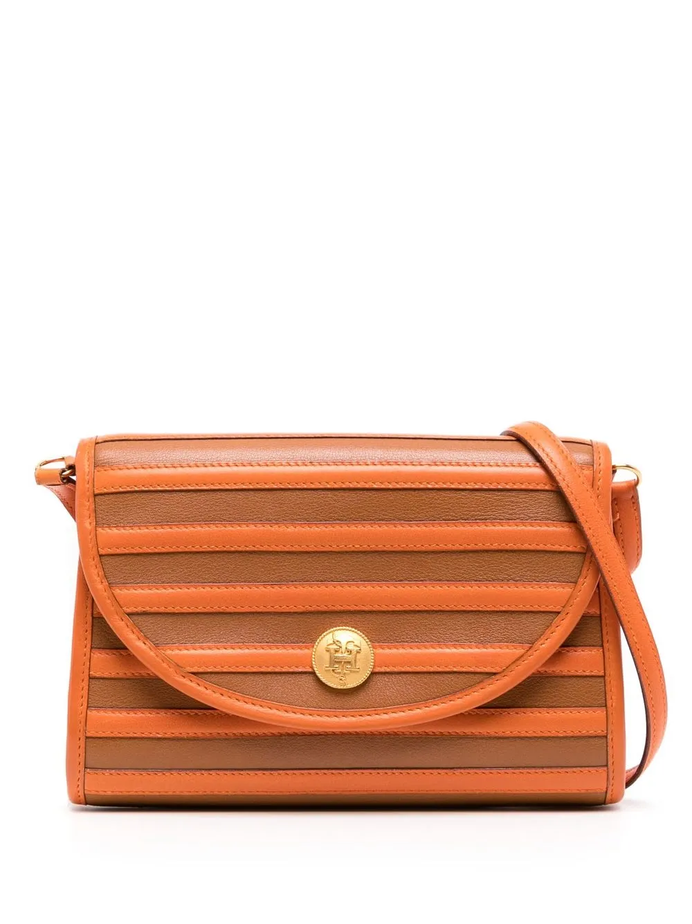 

Hermès 1990-2000s pre-owned striped leather crossbody bag - Orange