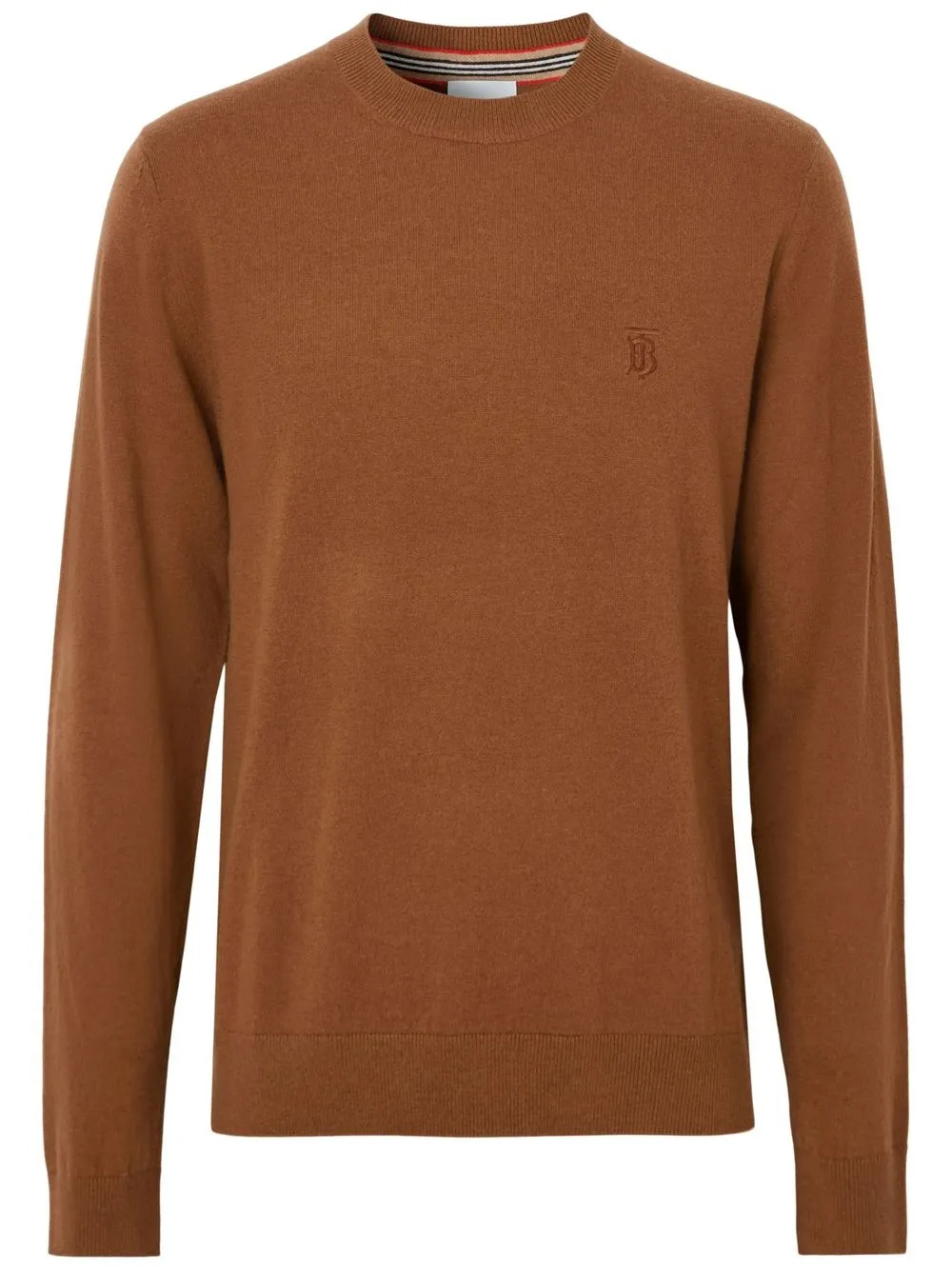 Burberry Logo-embroidered Cashmere Jumper In Brown