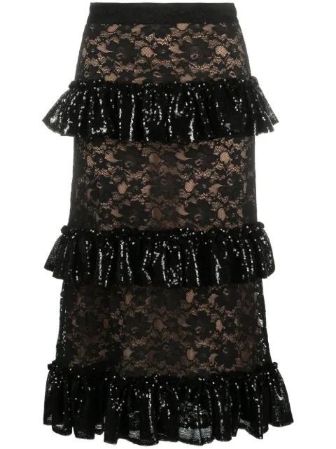 Elie Saab falda bordada con lentejuelas y encaje