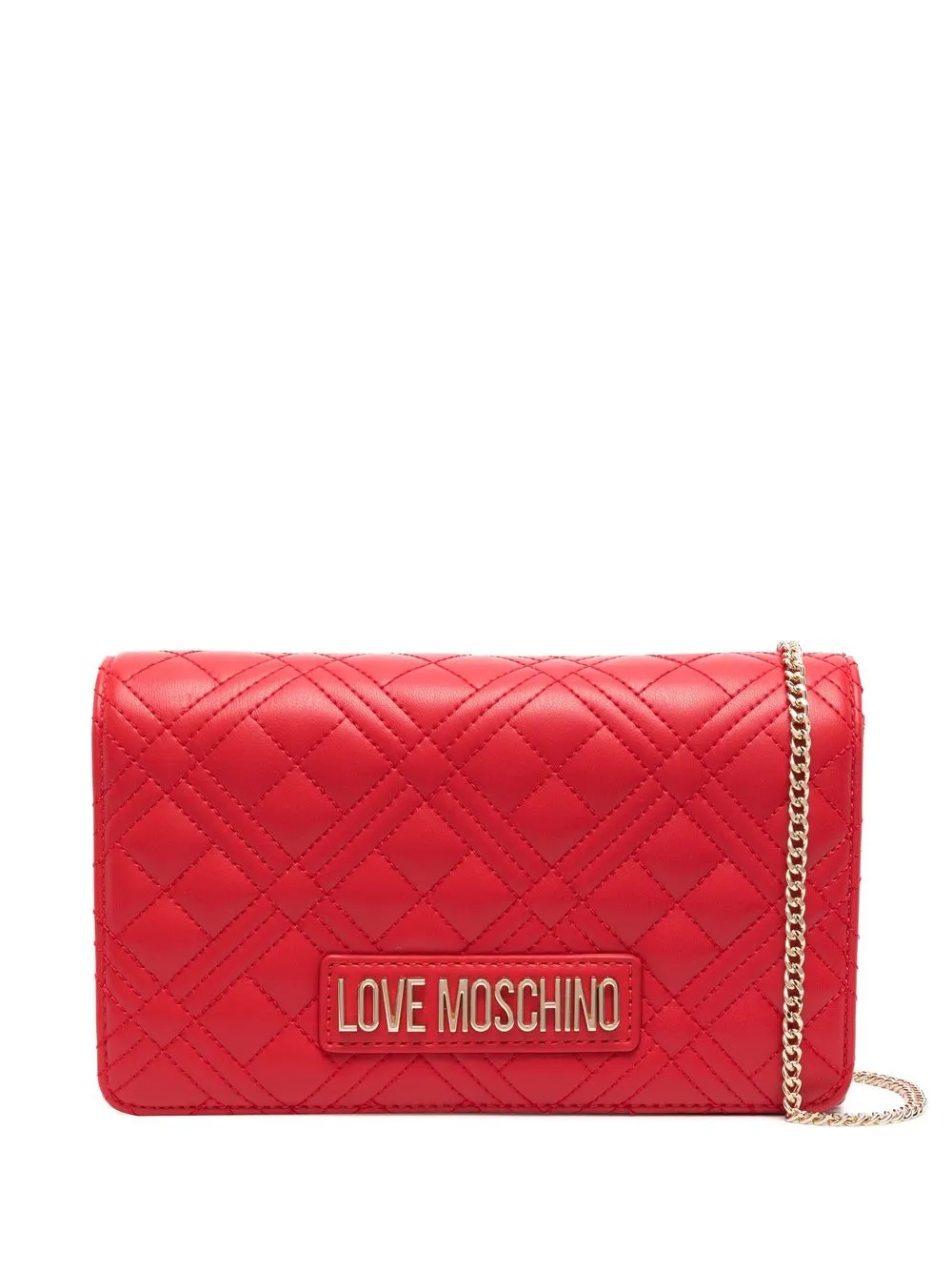 

Love Moschino logo-lettering quilted leather bag - Red