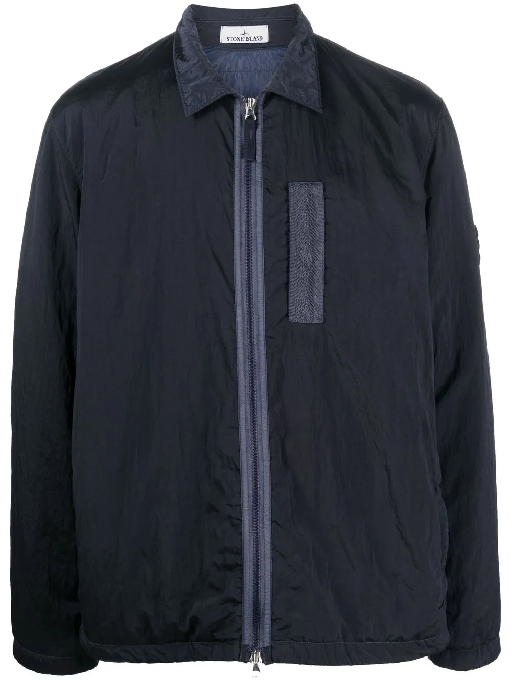 

Stone Island logo-patch zip-up bomber jacket - Blue
