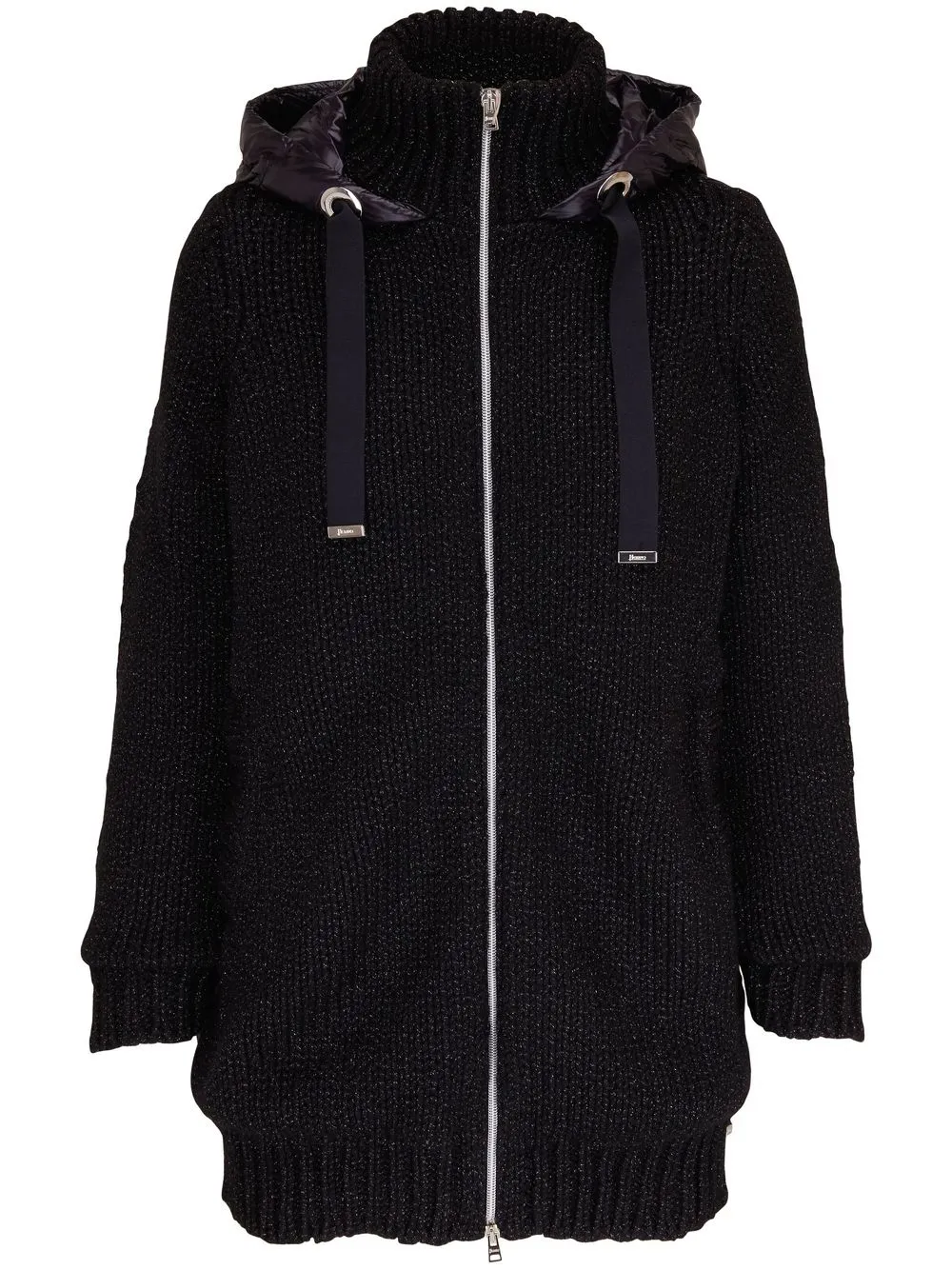 

Herno contrast-panel hooded parka - Black