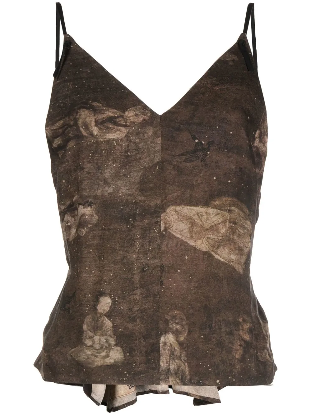 

Ziggy Chen abstract-print slip top - Brown