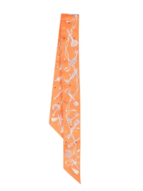Hermès 1990-2000s pre-owned Les Cles a Pois Twilly silk scarf