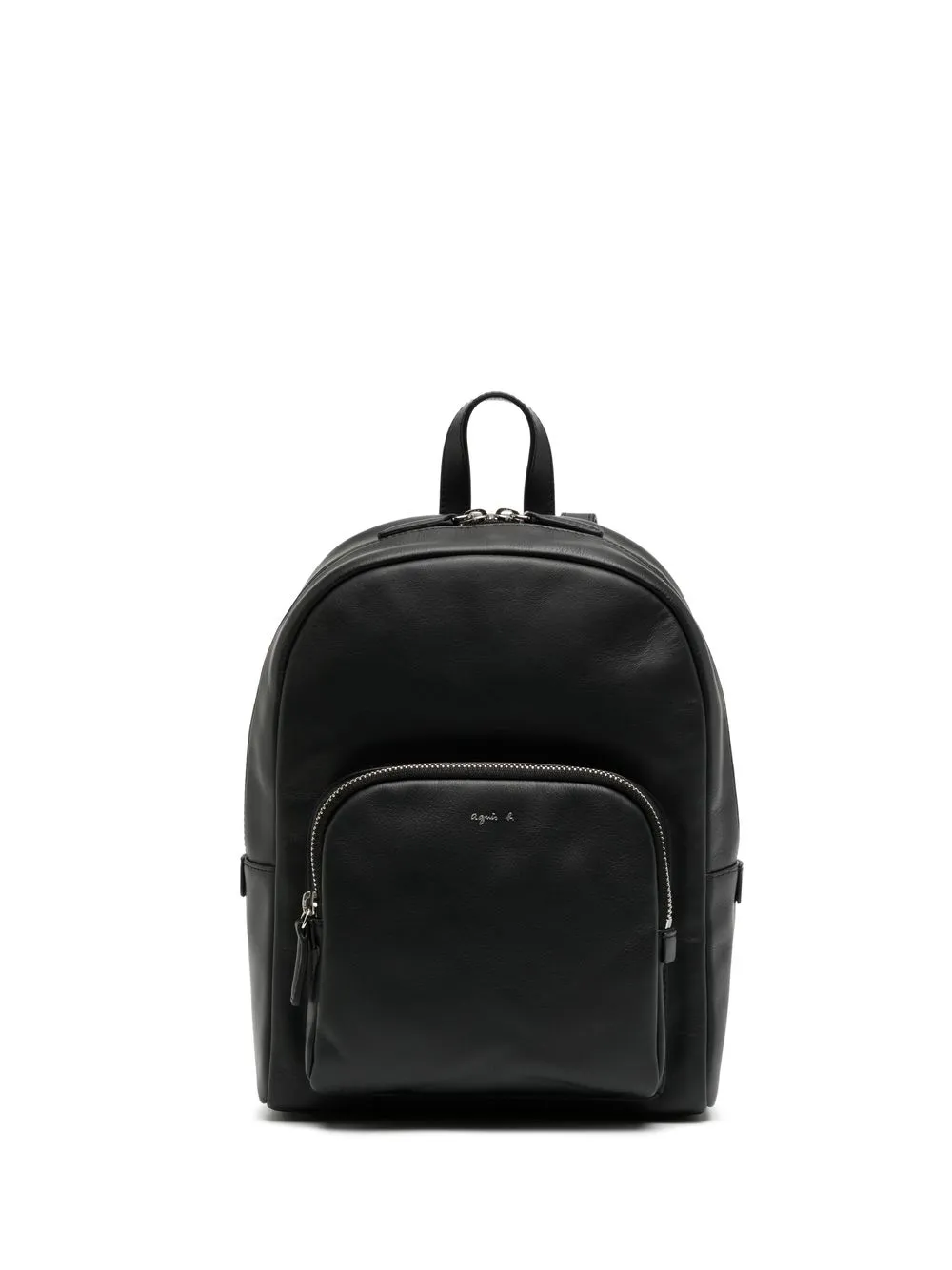 

agnès b. logo-print leather backpack - Black