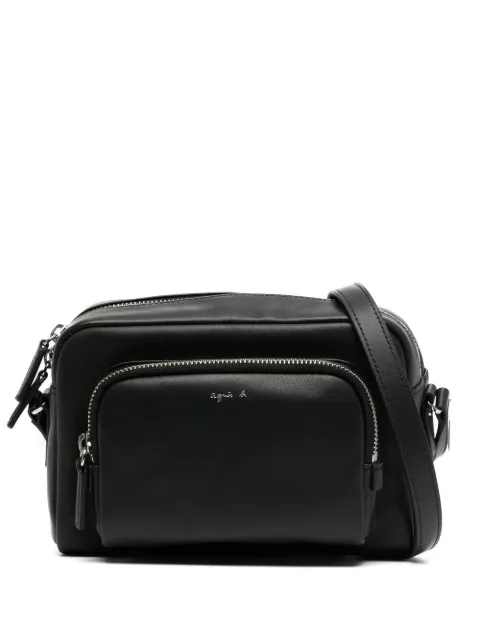 agnès b.  engraved-logo leather crossbody bag 