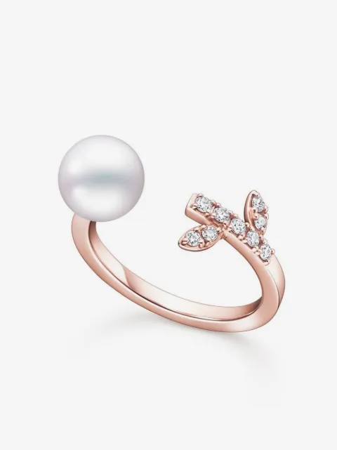 TASAKI 18kt rose gold Kugel Akoya pearl and diamond ring