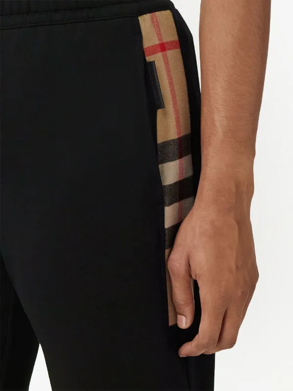 Burberry Check Panel Cotton Jogging Pants