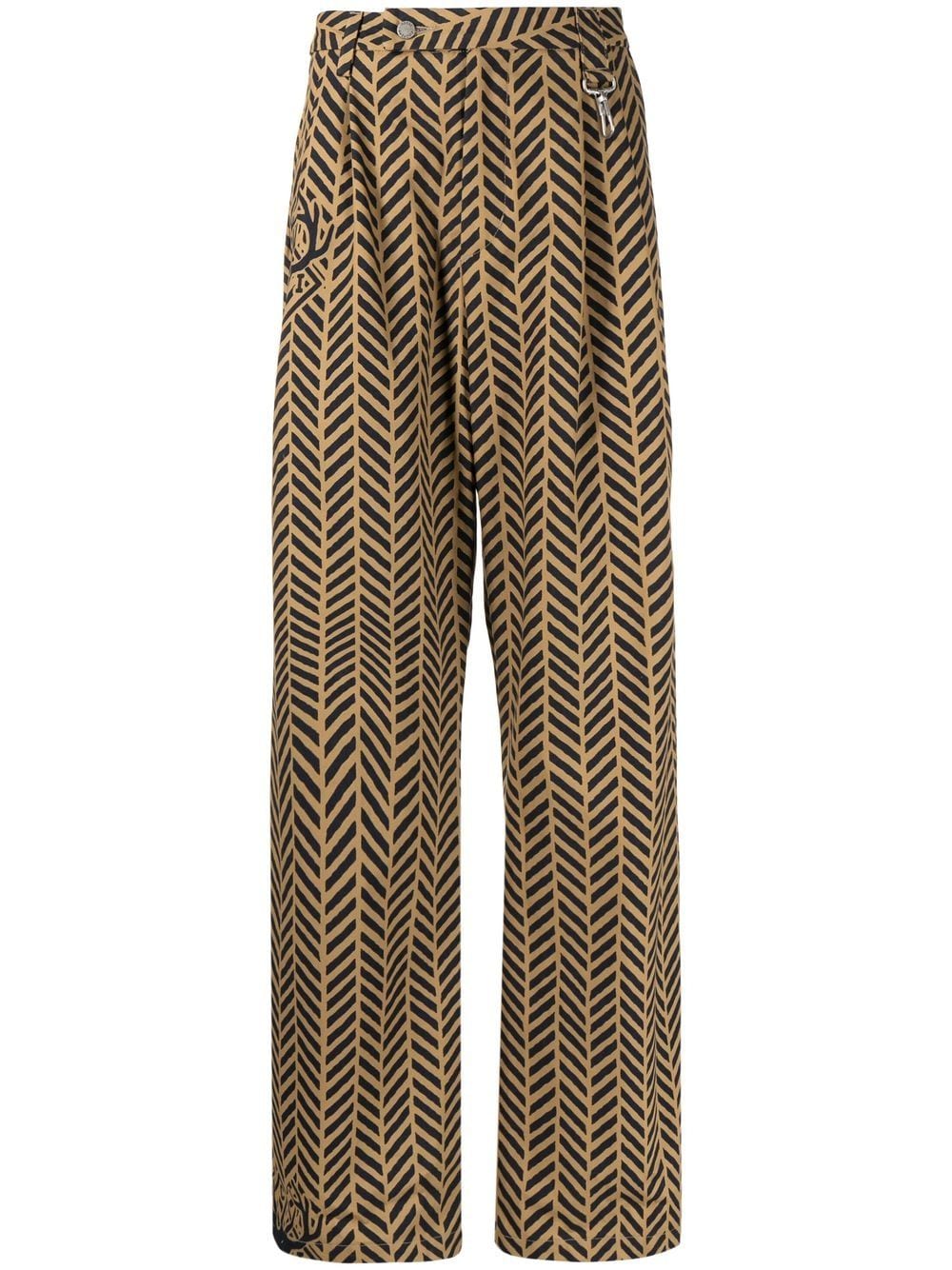 Reese Cooper Chevron Four-pocket Straight Trousers In Brown