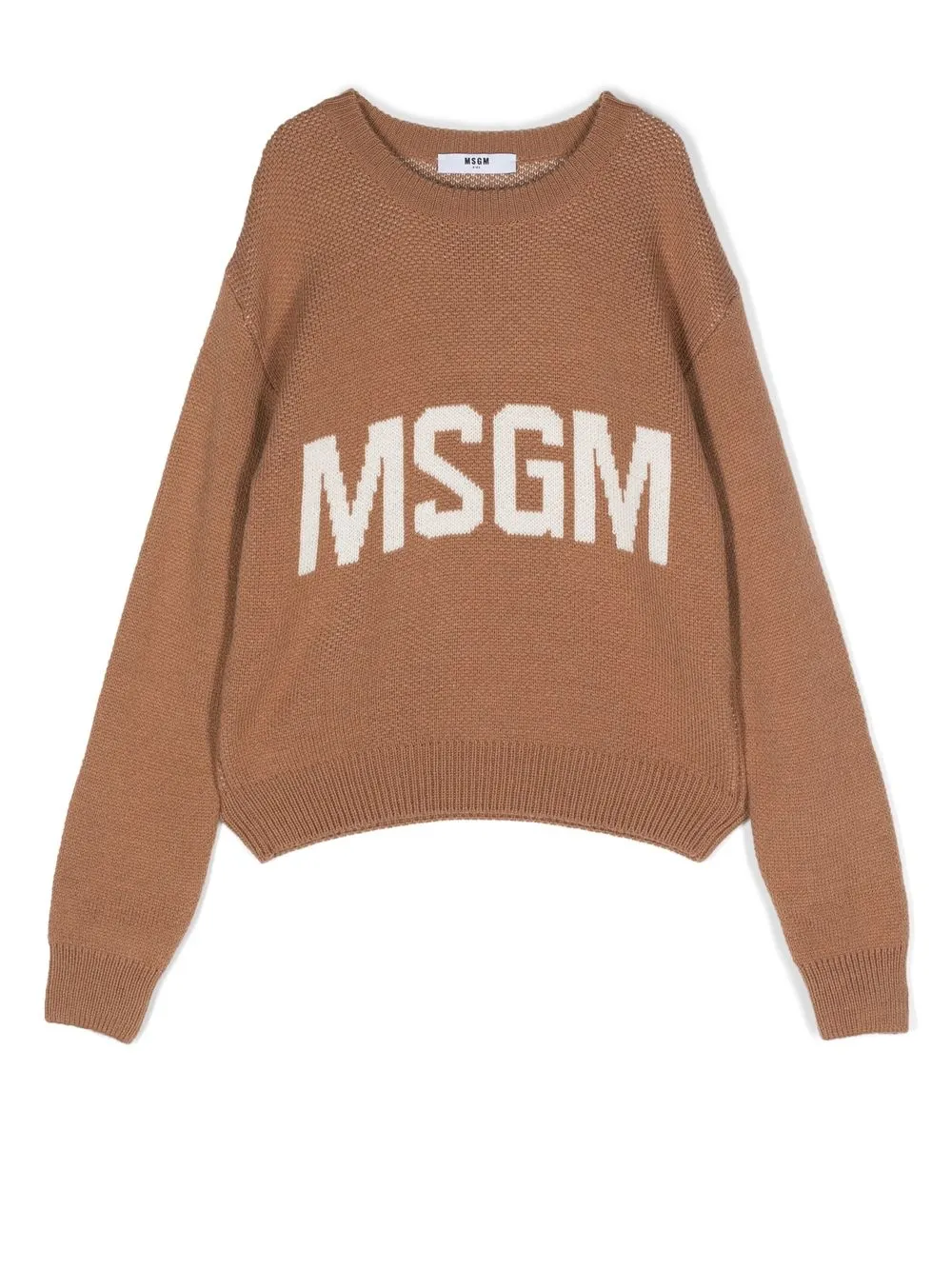 

MSGM Kids logo intarsia-knit jumper - Brown