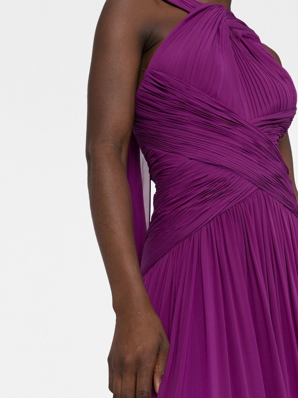 Shop Elie Saab Crossover-detailed Silk Dress In Purple