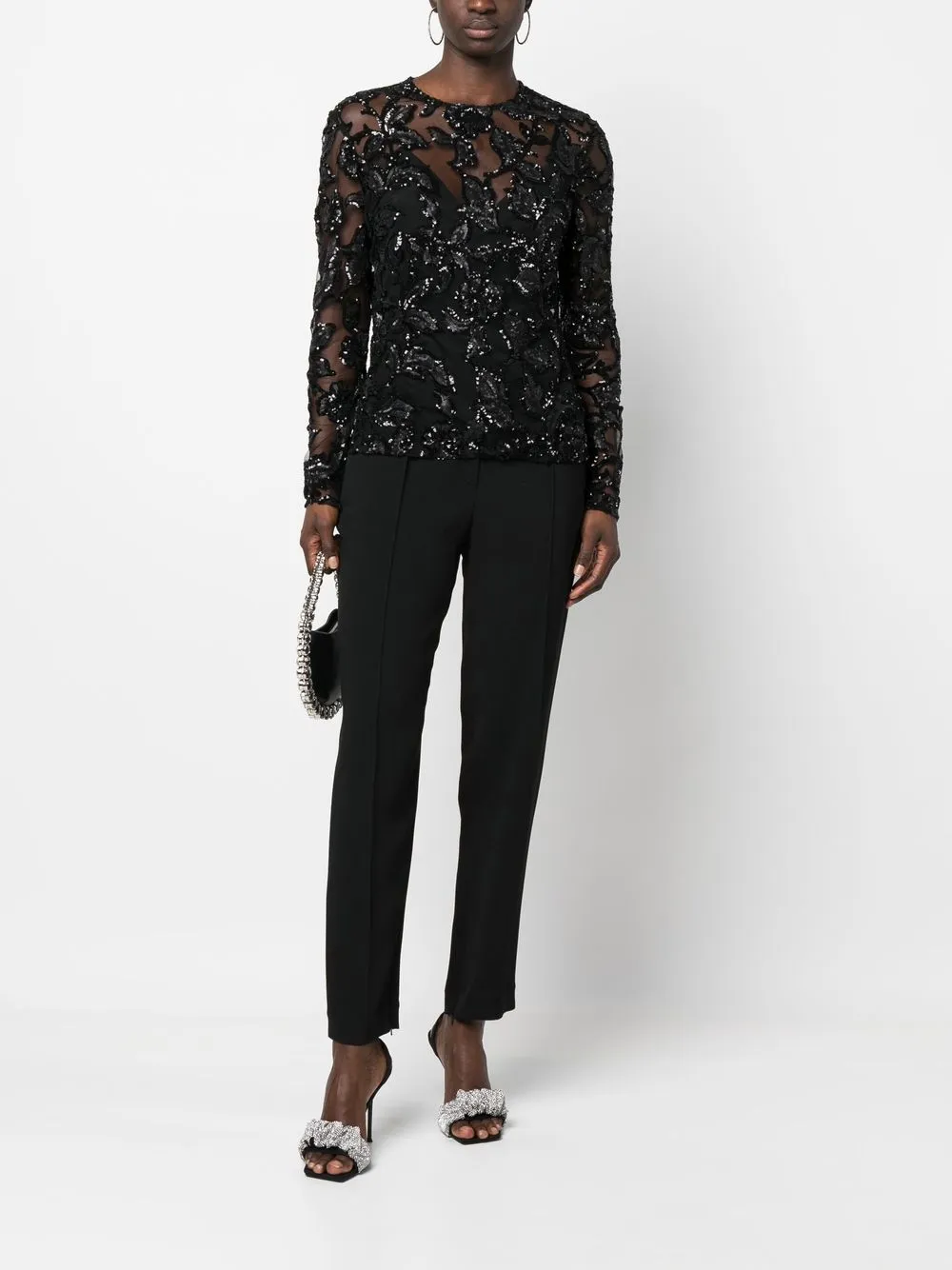 Elie Saab Top verfraaid met pailletten - Zwart