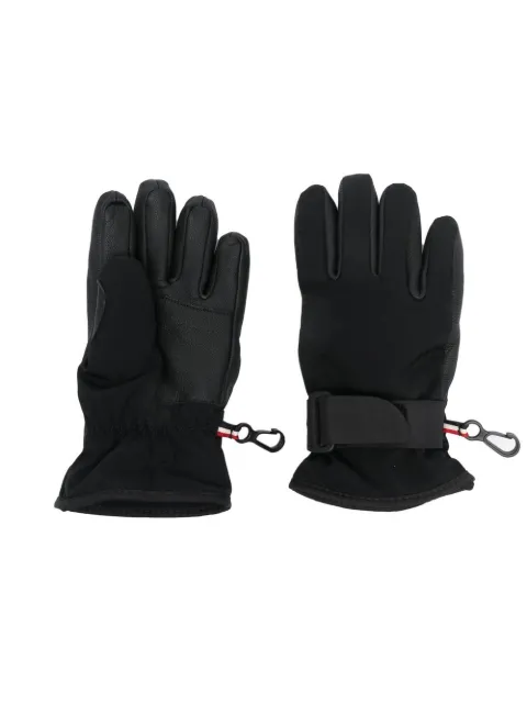 MONCLER GRENOBLE KIDS logo-patch leather trim gloves