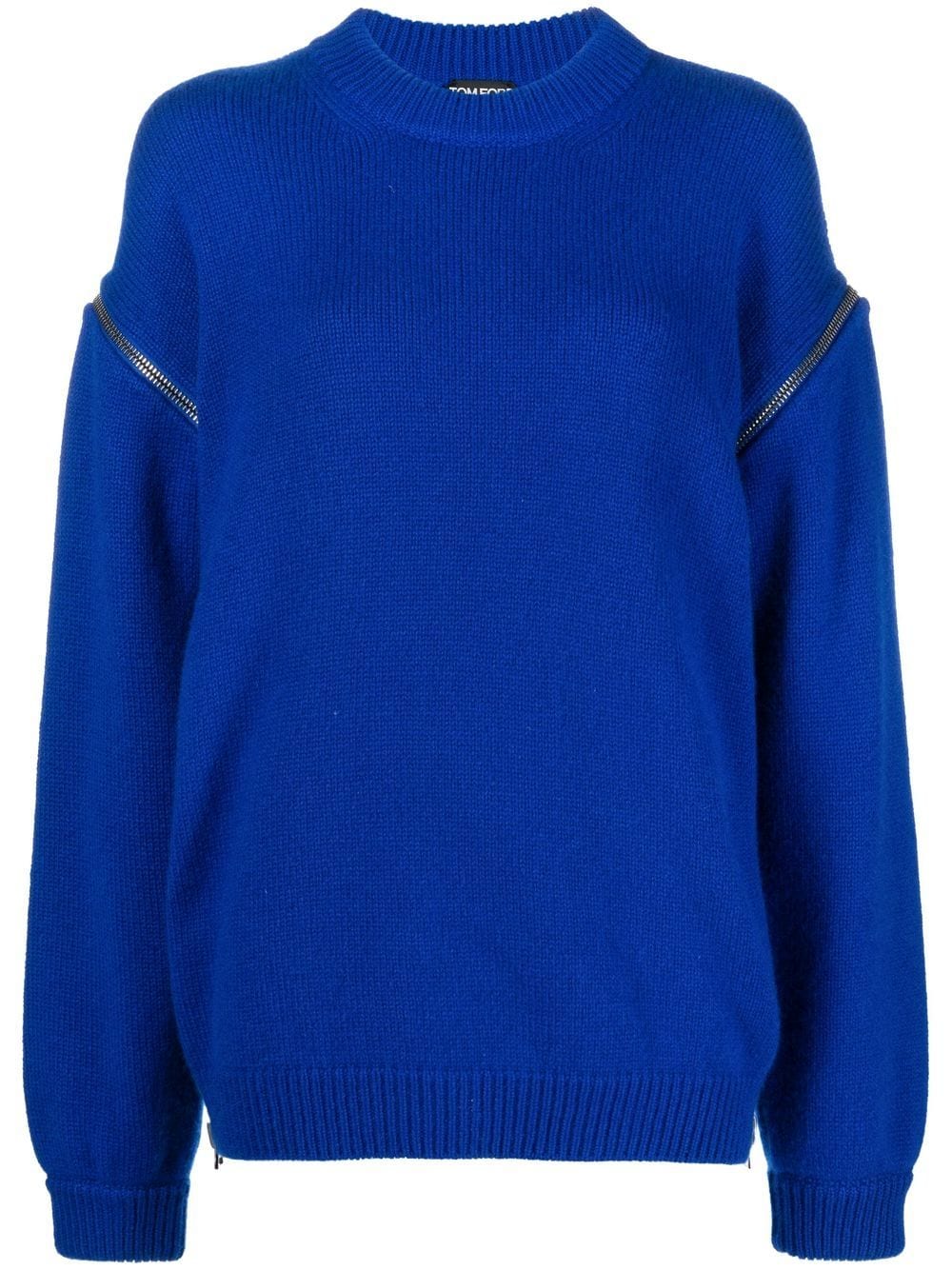 Shop Tom Ford Zip-shoulder Cashmere Jumper In Blue