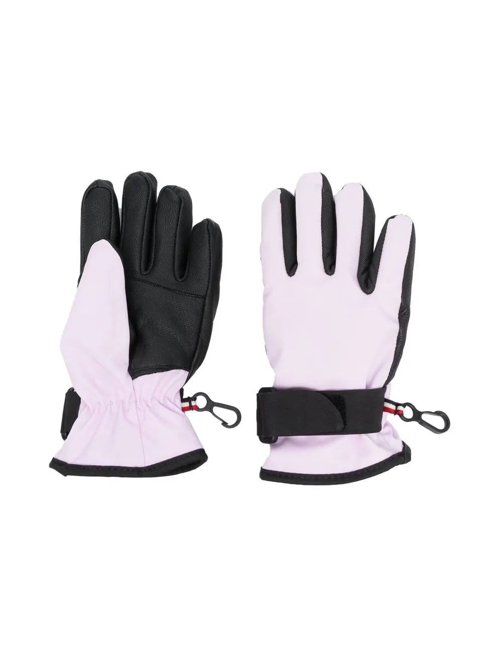 

MONCLER GRENOBLE KIDS logo-patch leather trim gloves - Pink