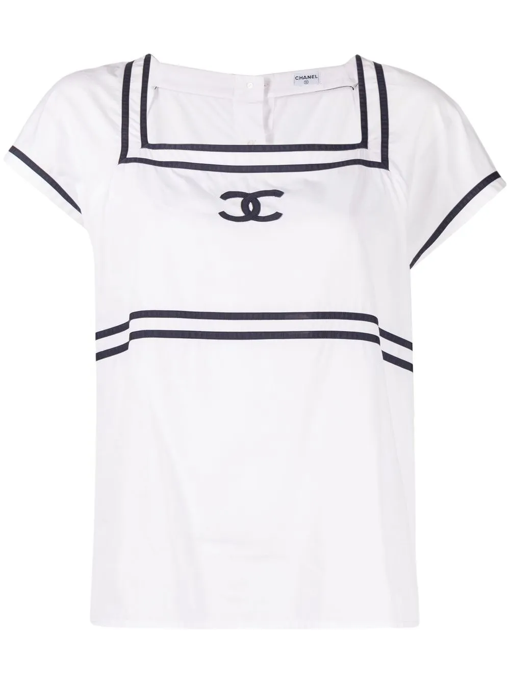 

CHANEL Pre-Owned blusa con logo bordado 1990-2000 - Blanco