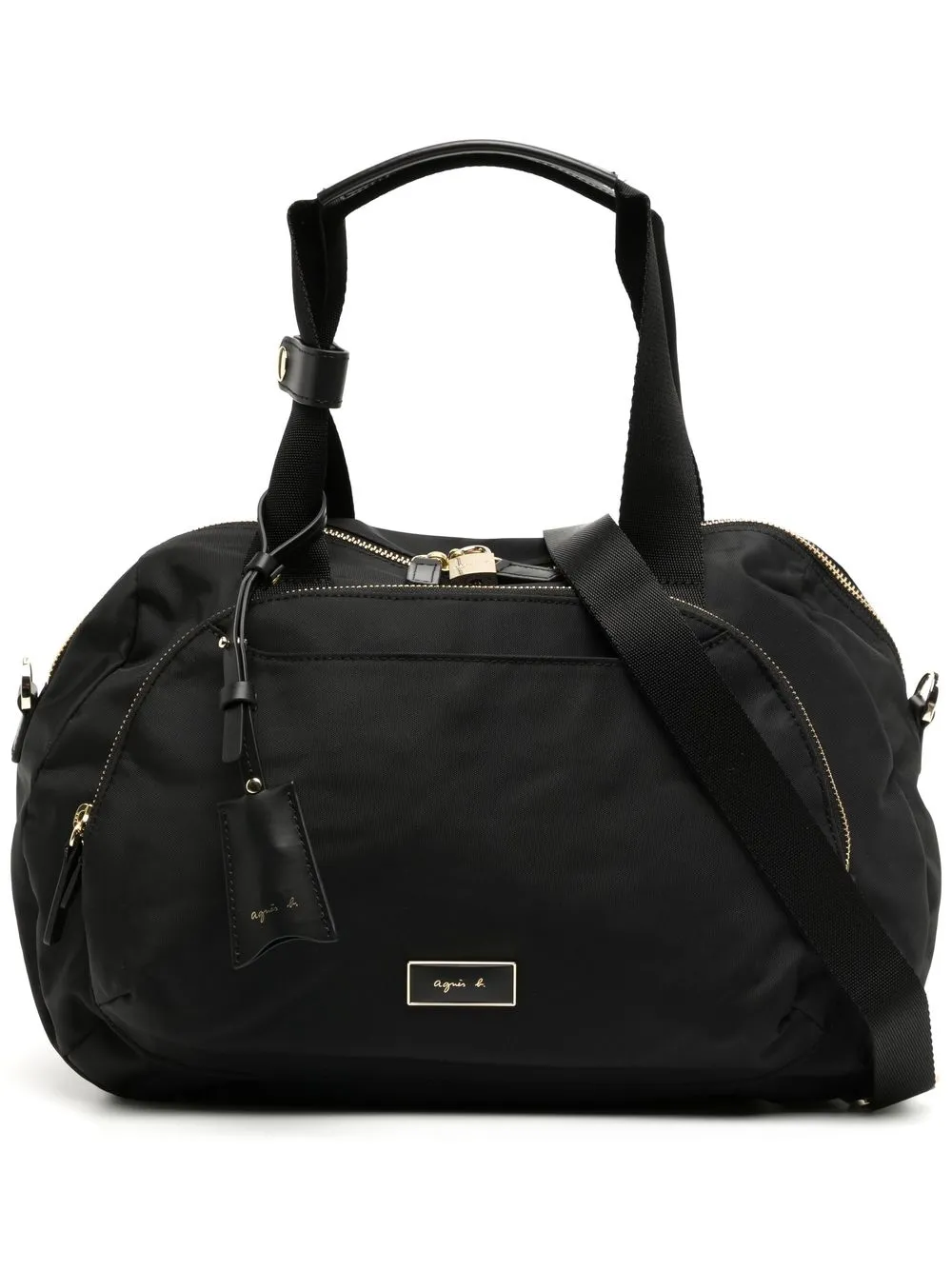 

agnès b. logo-patch leather-trim tote - Black