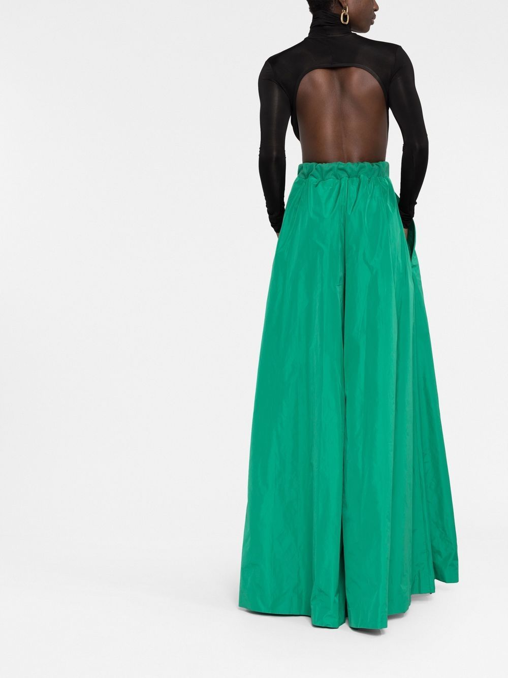 Shop Elie Saab Taffeta Wide-leg Trousers In Green