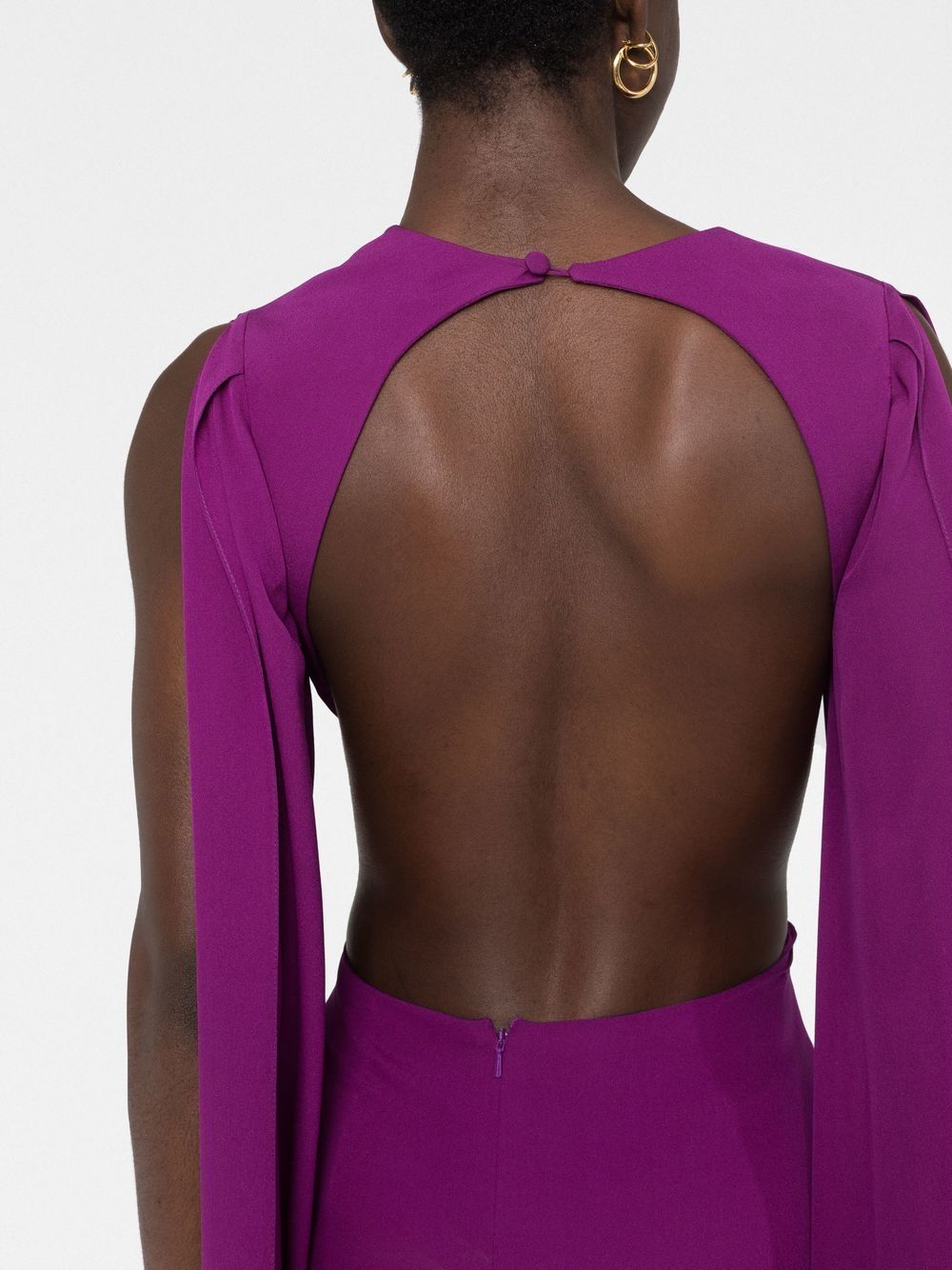 Shop Elie Saab Draped Silk Dress In Purple
