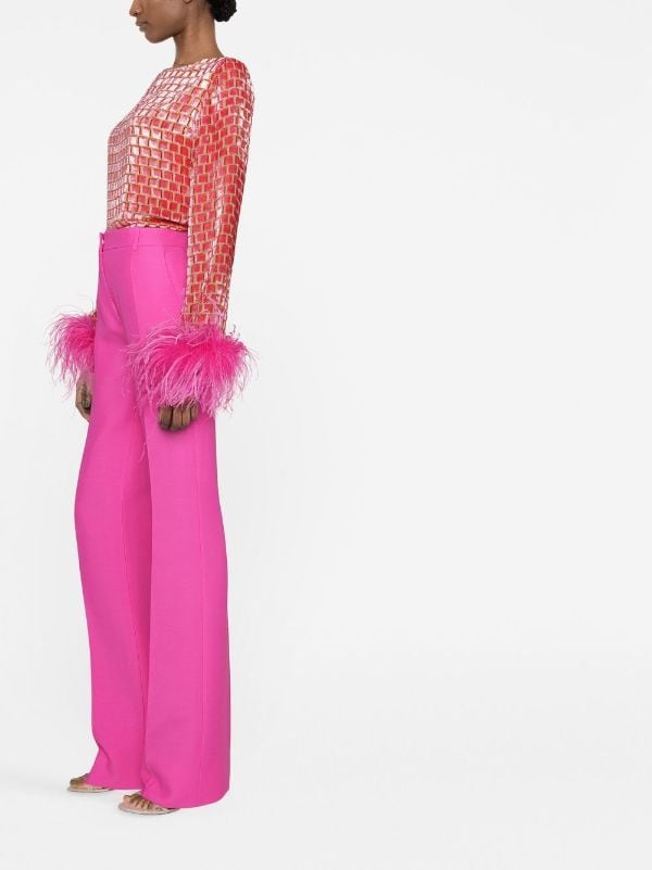 Wool and silk wide-leg pants in pink - Valentino