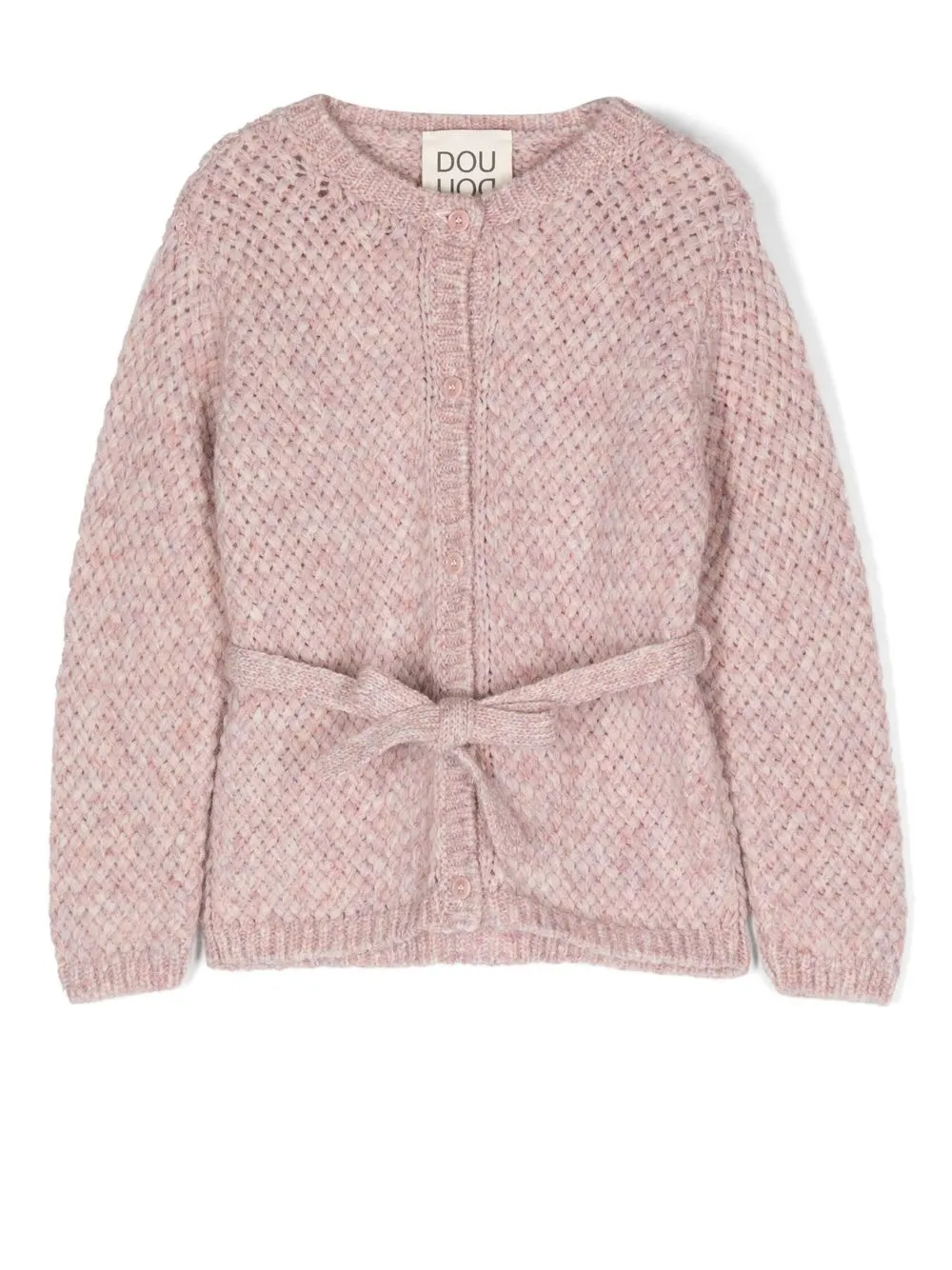 

Douuod Kids cárdigan de crochet con moño en la cintura - Rosado