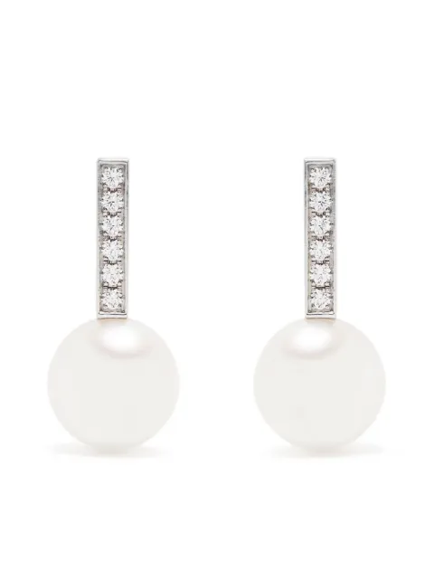 TASAKI aretes Akoya en oro blanco de 18kt con diamante