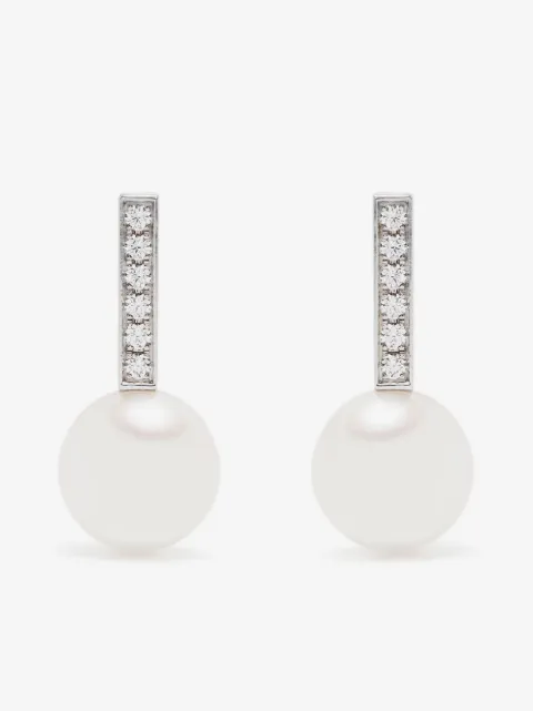 TASAKI boucles d'oreilles en or blanc 18ct serties de diamants et perles d'Akoya