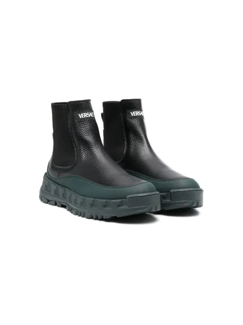 Versace Kids logo-patch ankle boots