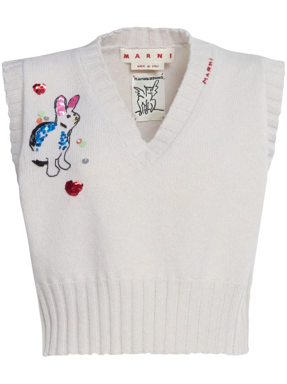 Marni Embroidered V-neck Wool Vest - Farfetch