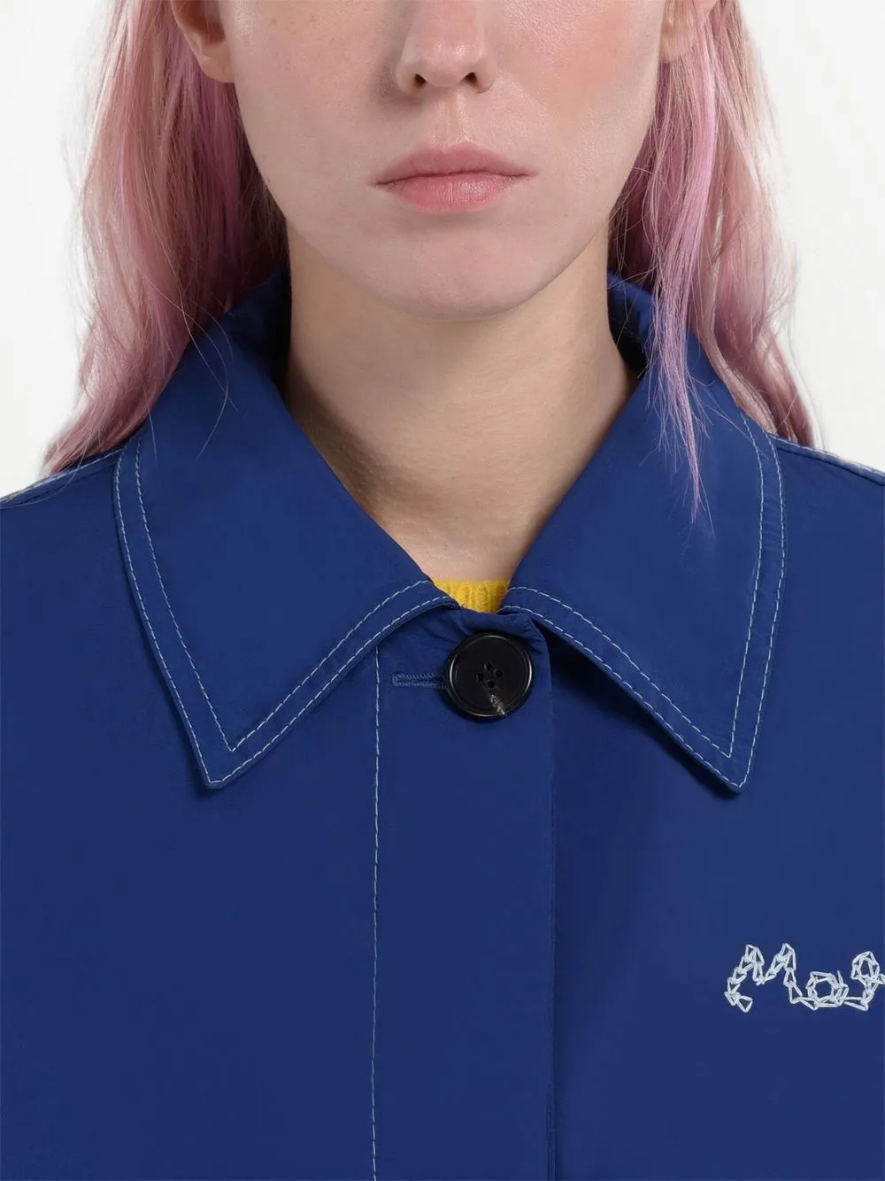 Marni Logo-embroidered Jacket In Blue