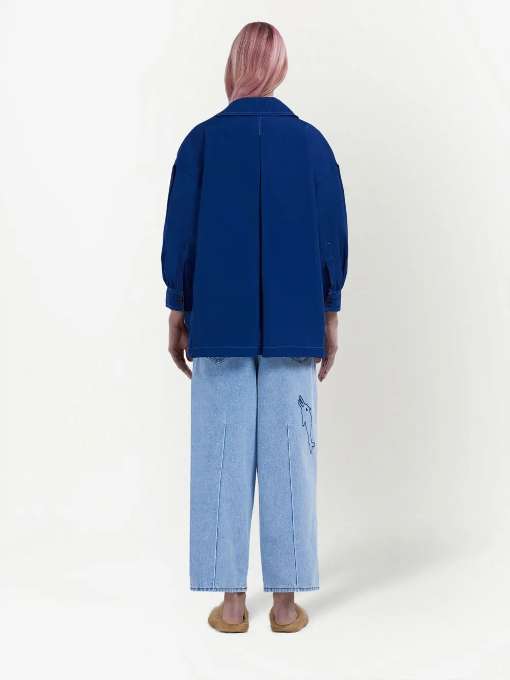 Marni Logo-embroidered Jacket In Blue