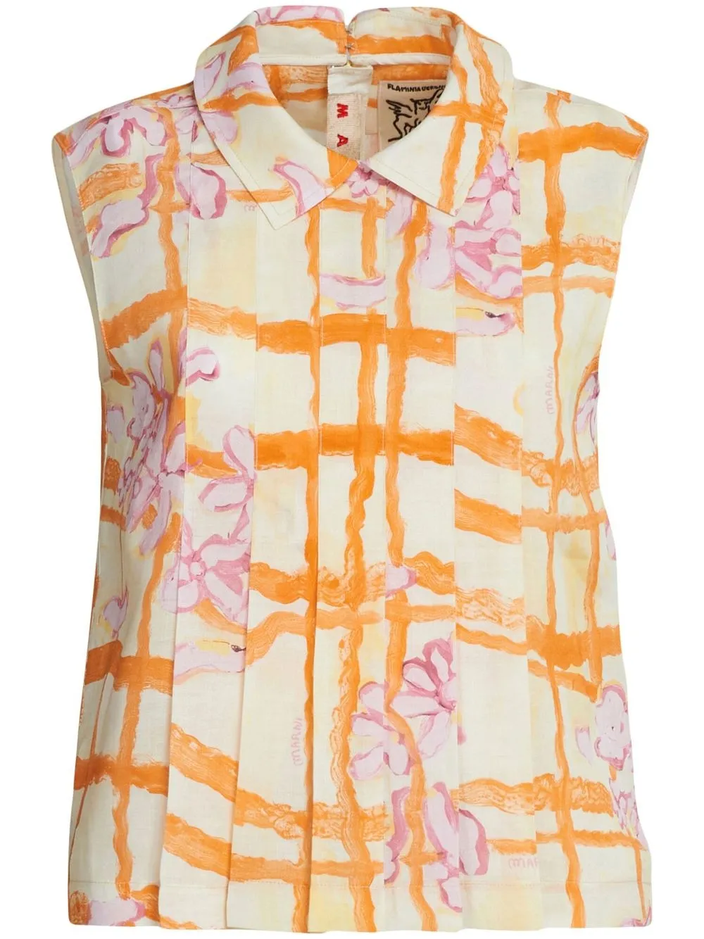 

Marni checked floral-print top - Yellow