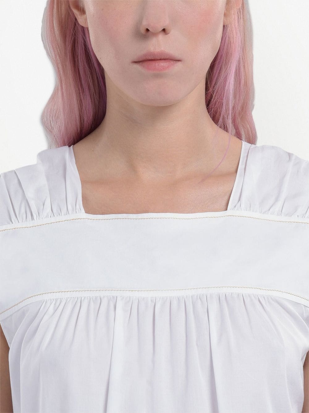 Shop Marni Ruched Sleeveless Cotton Top In 白色