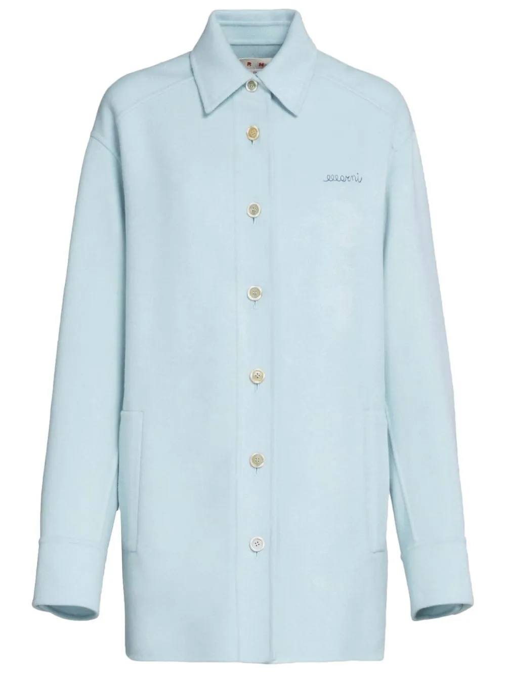 

Marni logo-embroidered shirt jacket - Blue