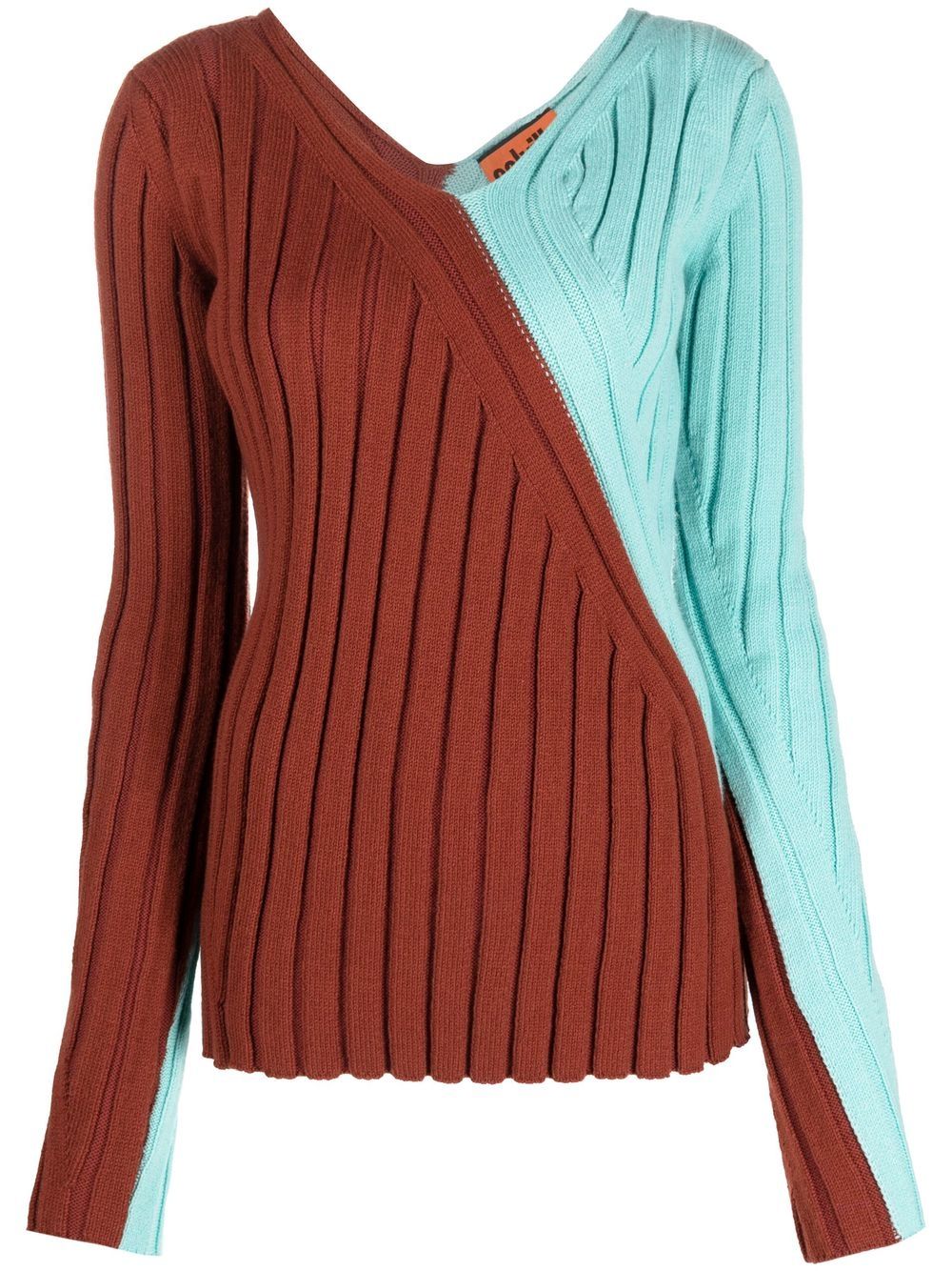 Twisted Rib colour-block jumper