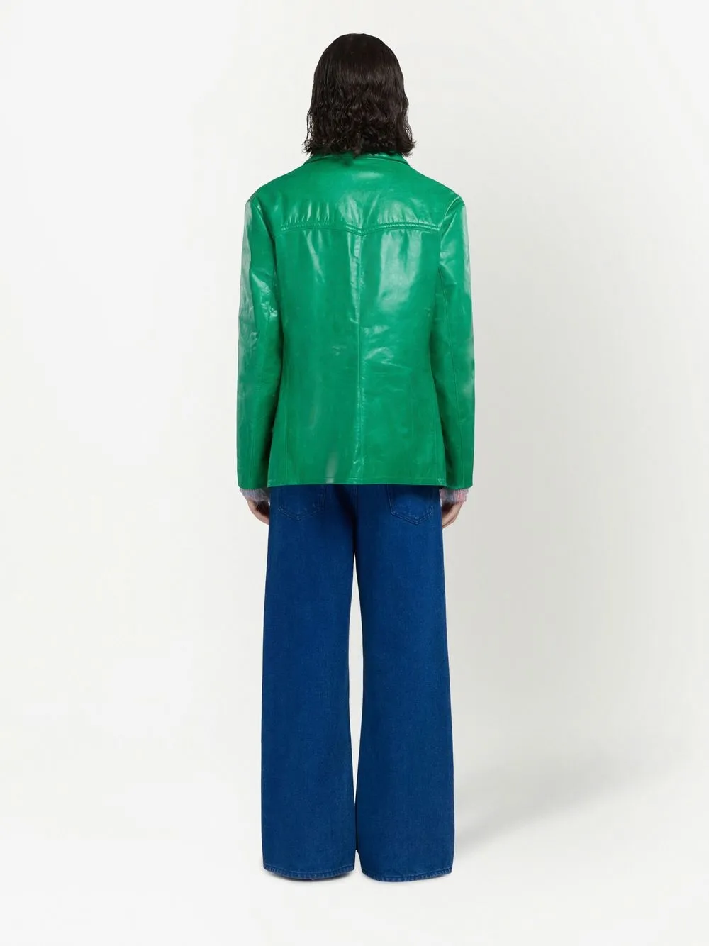  Marni Doppelreihige Lederjacke   Grün 