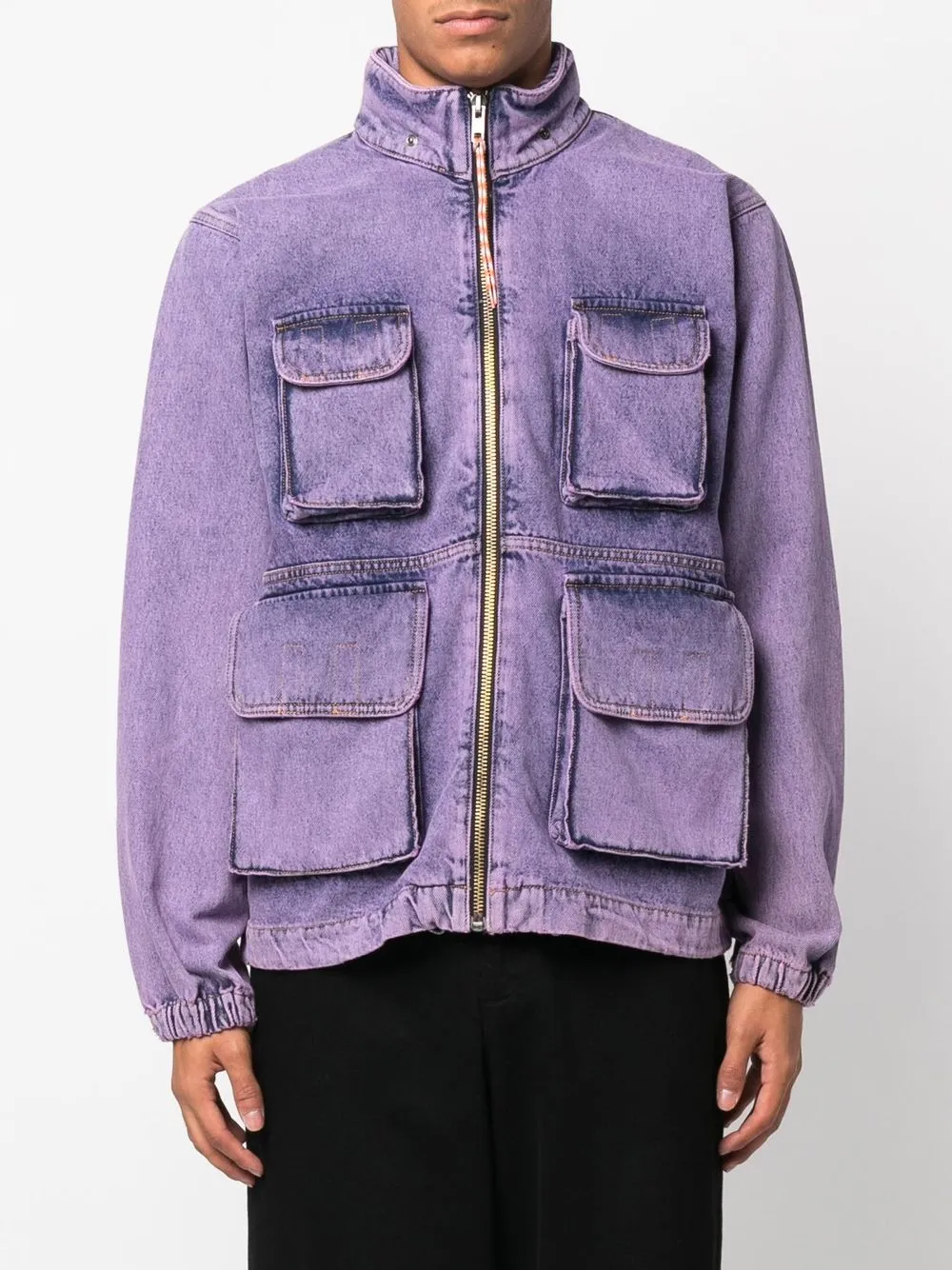 Aries acidwash Funnel Neck Denim Jacket Farfetch