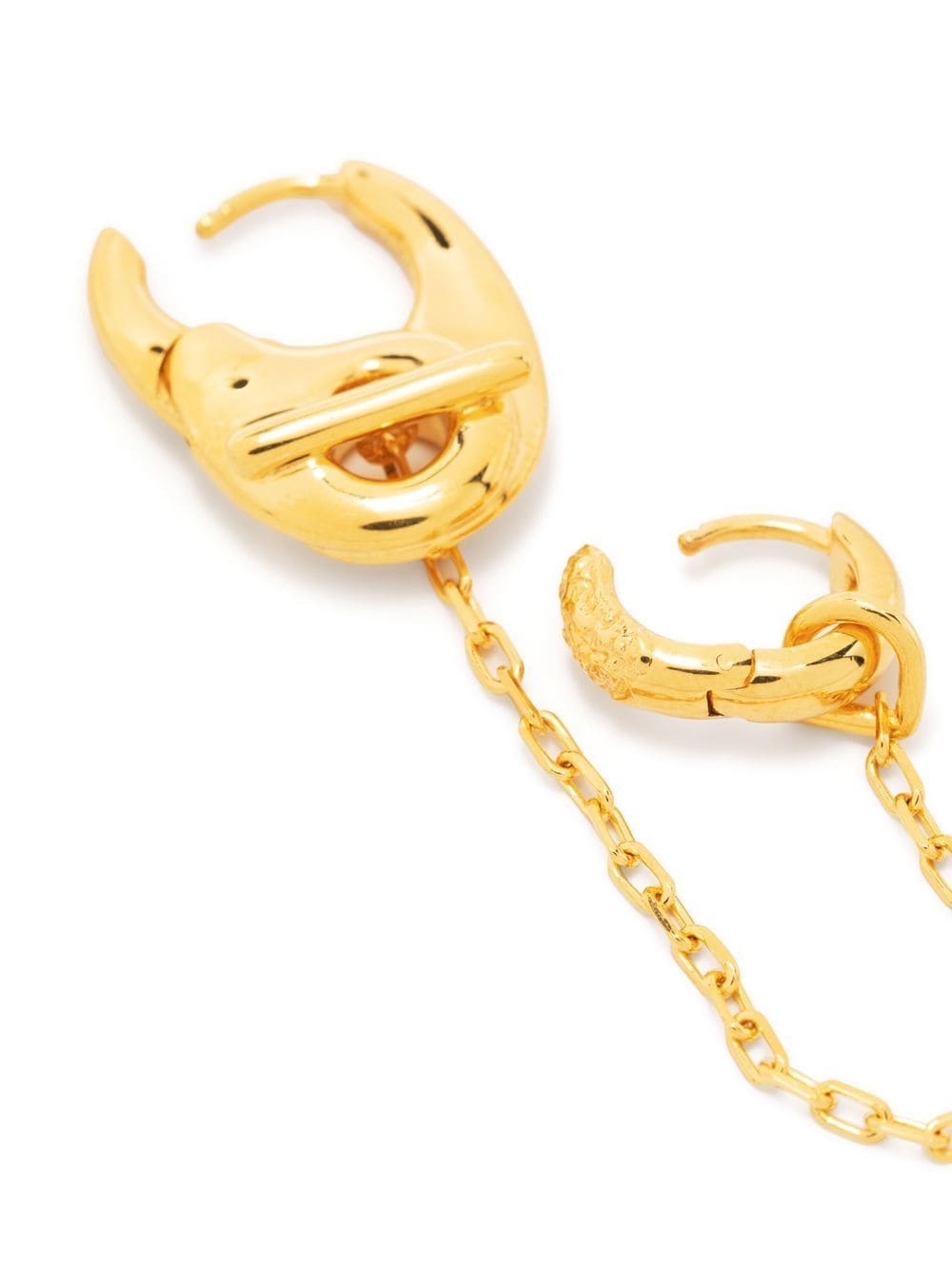 Shop Maria Black Chain Link Huggie Hoop Earring In Gold